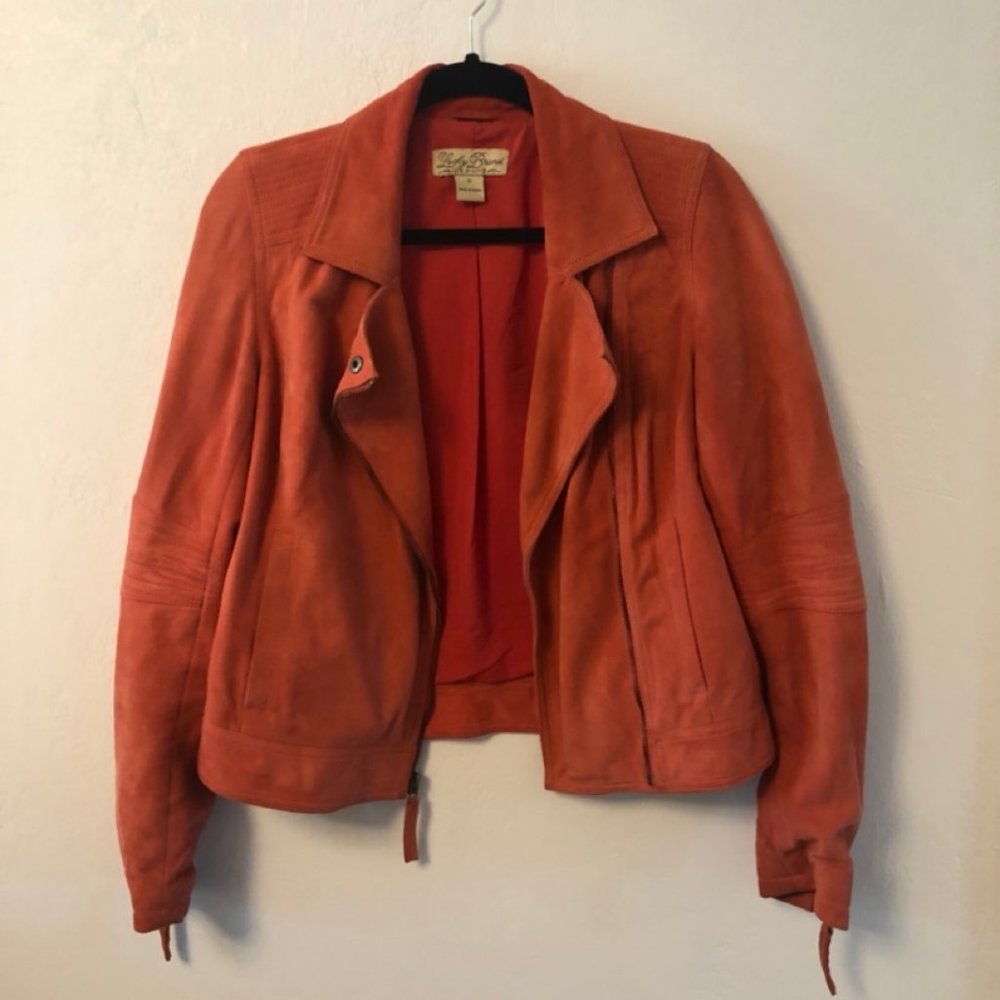 Lucky Brand Pink Suede Biker Motorcycle Jacket Size Small (fits Small and Medium